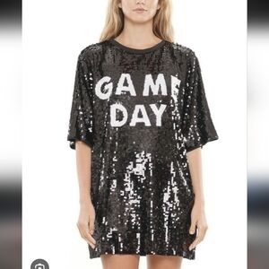 Why Dress Black Sequin 'Game Day' T-Shirt Dress_S